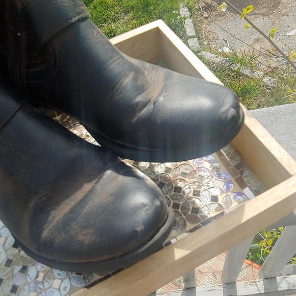 Women's biker goth y2k distressed knee high brown rustic zip tall boots 7? - Picture 12 of 13